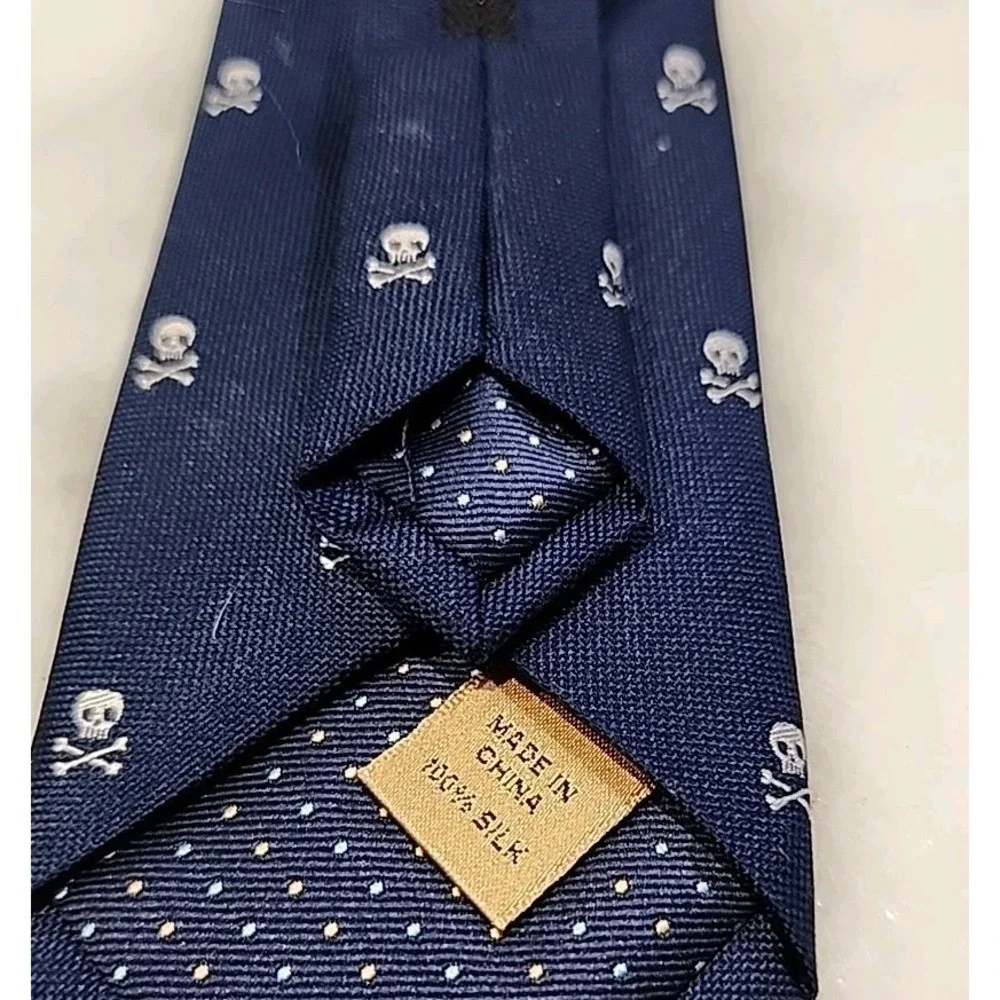 ARG! Class Club SILK 12in Zipper Adj Necktie Pirate Yacht Party‎ Navy White EXC